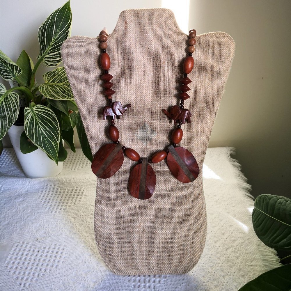 Beautifully Crafted Natural Wood Necklace 29"